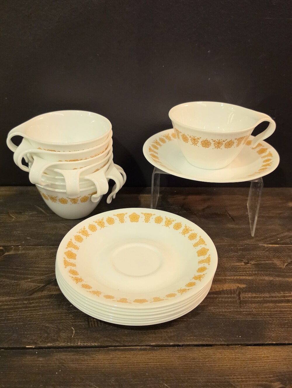 Vintage Corelle Butterfly Gold Cup Saucer Set Hook Handle Replacement Corning